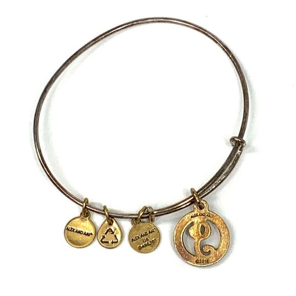 Alex and Ani Initial I Charm Bracelet Gold Finish - Expands 2"- 3.5" - Picture 2 of 2